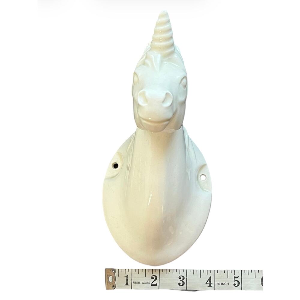 Vintage Unicorn Head Wall Plaque Home Decor Animal Mythical white wall hanger - Picture 8 of 8